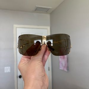 🕶Vintage Dolce & Gabbana Rimless Oversized Wrap Around Sunglasses